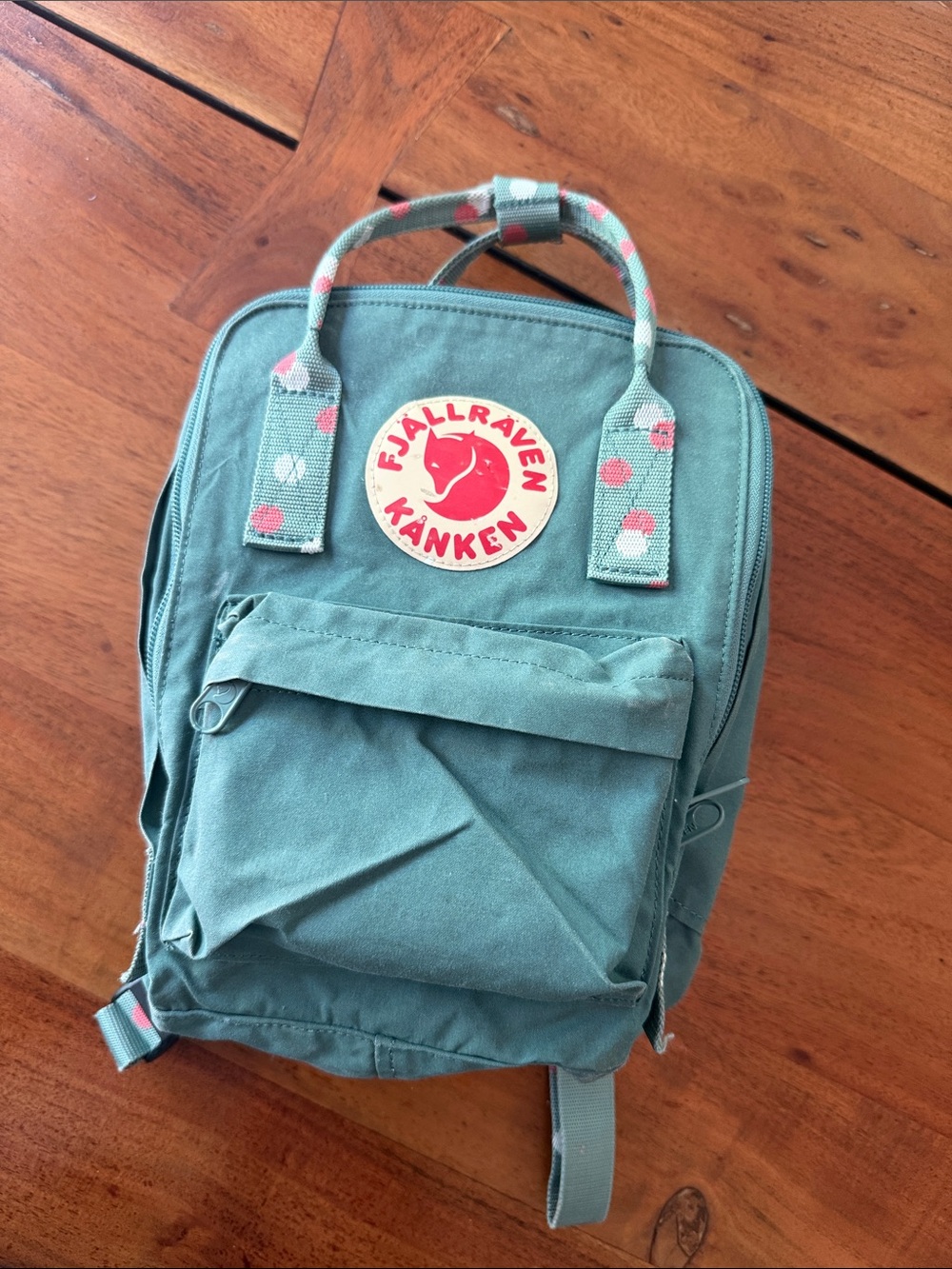 Fjällräven Kånken Mini Teal Backpack with Pink Accents